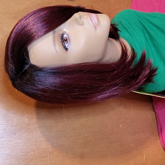 Burgundy / Black Wig With Lace Part - Picture 3 of 8